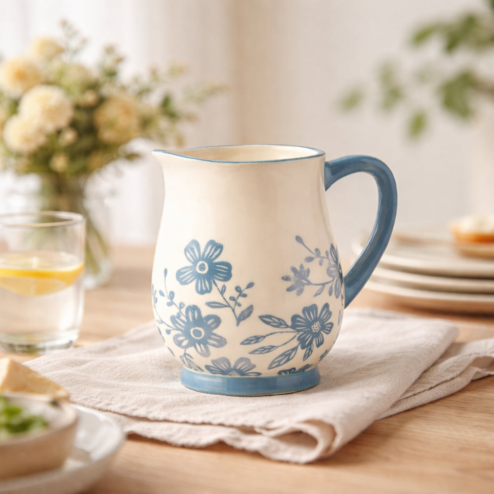 Lake House Collection Ceramic Decorative Jug - BLUE BLOOMS