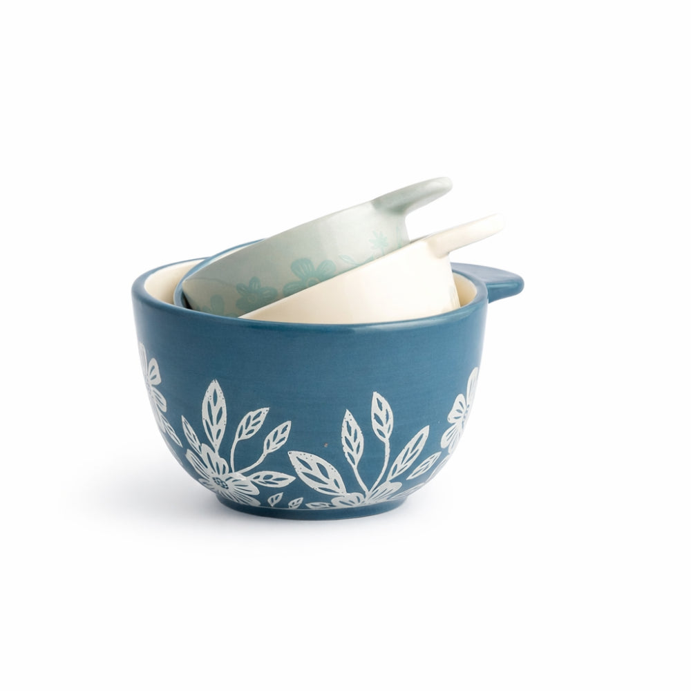Lake House Collection Ceramic Measuring Cups - BLUE BLOOMS