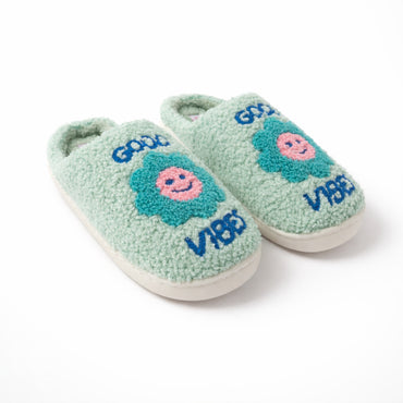 The Daisy Edit Boucle Slippers/Scuffs - GOOD VIBES