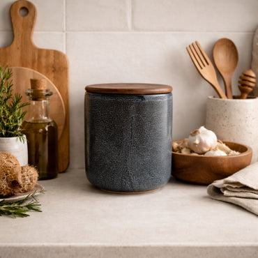 Lake House Collection Ceramic Medium Canister - SLATE SPECKLE