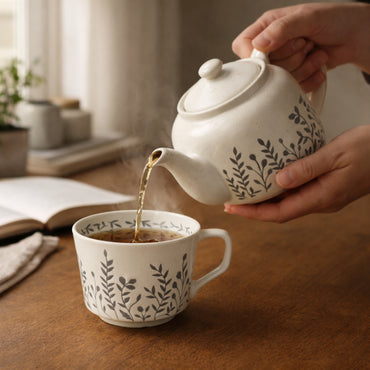 Lake House Collection Ceramic Etched Tea Pot