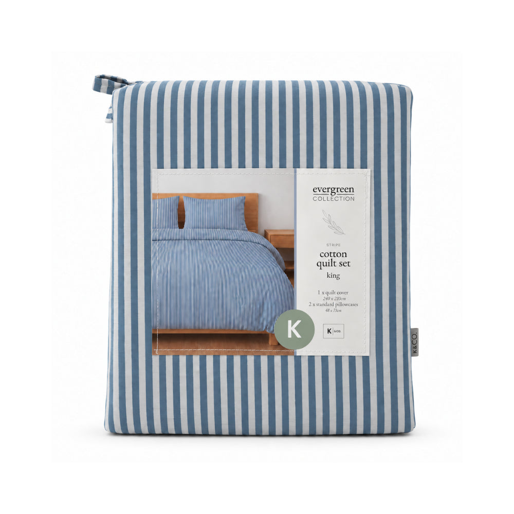 Evergreen Collection Quilt Cover Set - STRIPE