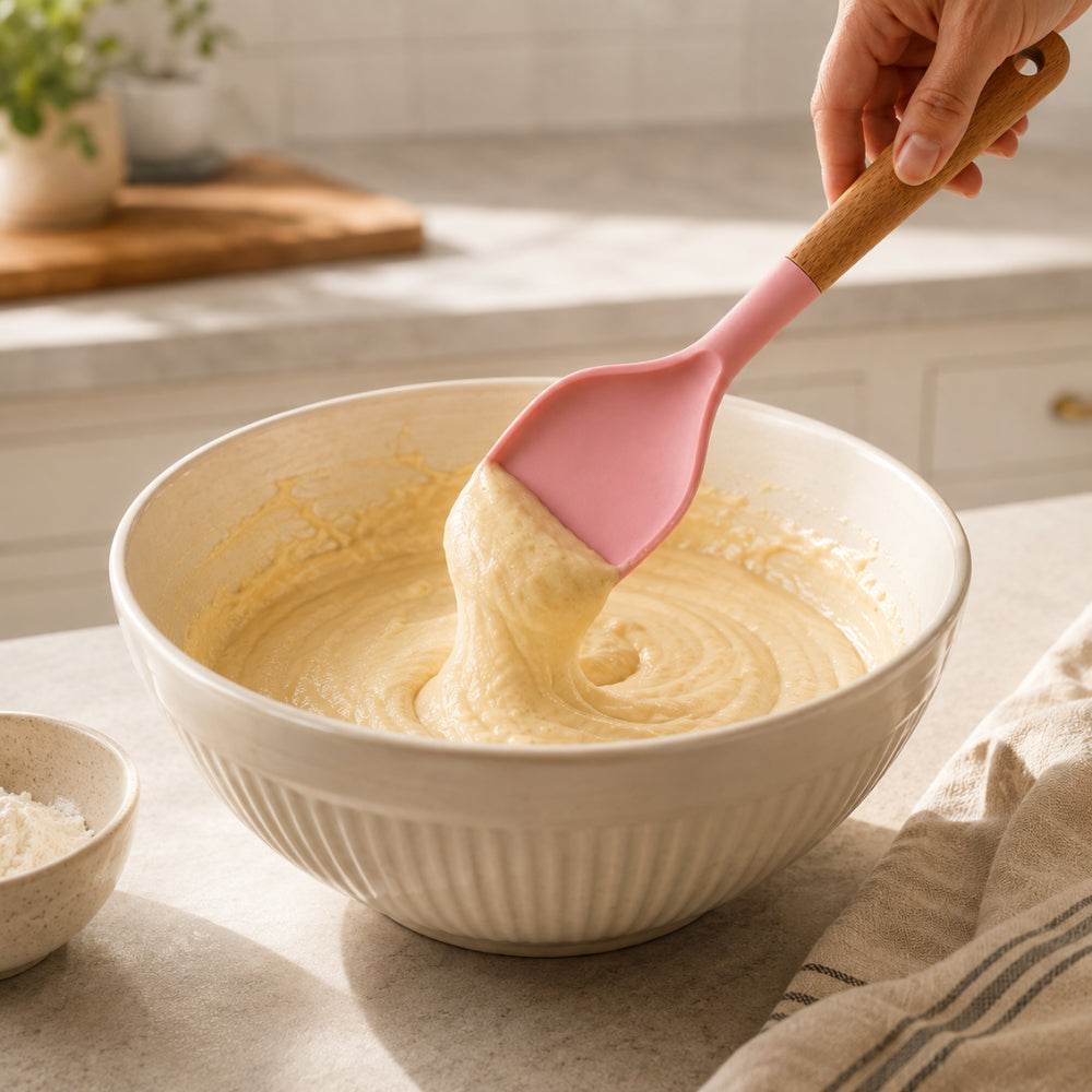 K&Co. Chef Series Wooden Handle & Silicone Solid Spoon - PINK