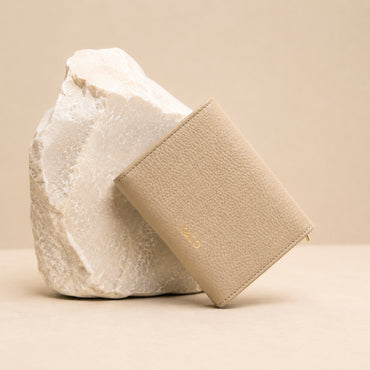 K&Co. Genuine Leather Flapover Card Wallet - BEIGE