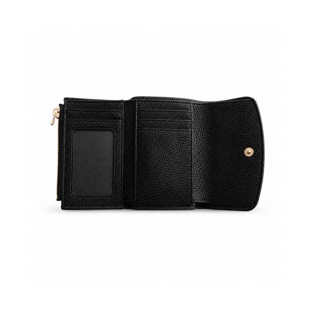 K&Co. Genuine Leather Flapover Card Wallet - BLACK
