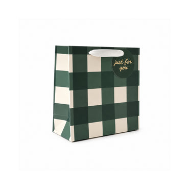 Christmas Square Gift Bag - GINGHAM GREEN