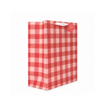 Christmas Large Gift Bag - GINGHAM CHERRY