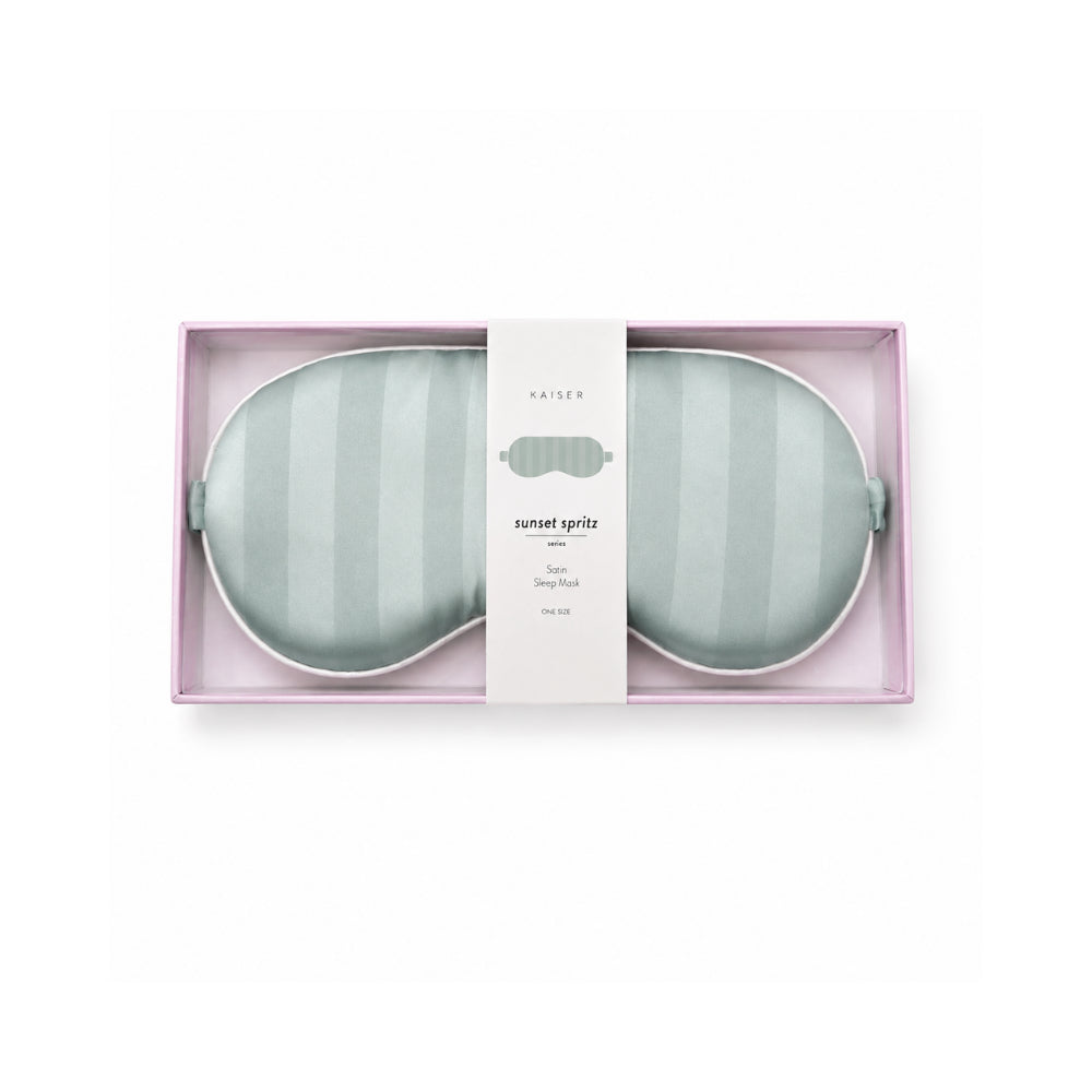 K&Co. Sunset Spritz Series Satin Sleep Eye Mask - SAGE STRIPE