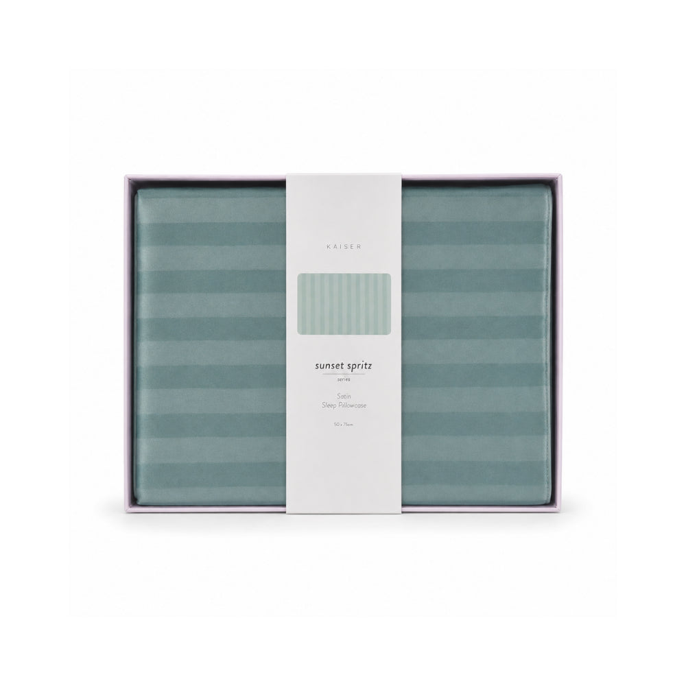 K&Co. Sunset Spritz Series Satin Pillow Case - SAGE STRIPE