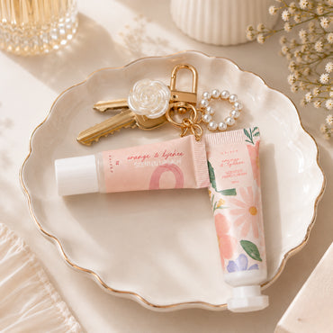 Grace Collection Key Chain with Lip Balm & Hand Cream - ORANGE BLOSSOM & LYCHEE