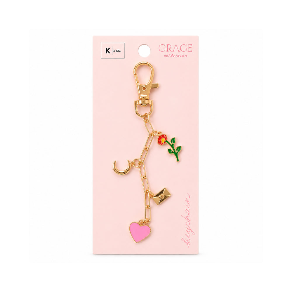 Grace Collection Metal Keychain - PINK HEART