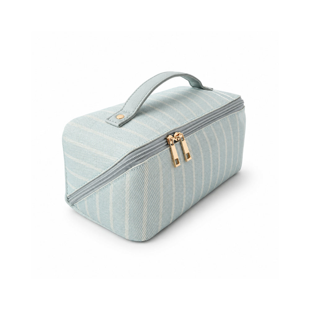 Grace Collection Jacquard Toiletry Bag - SAGE STRIPE