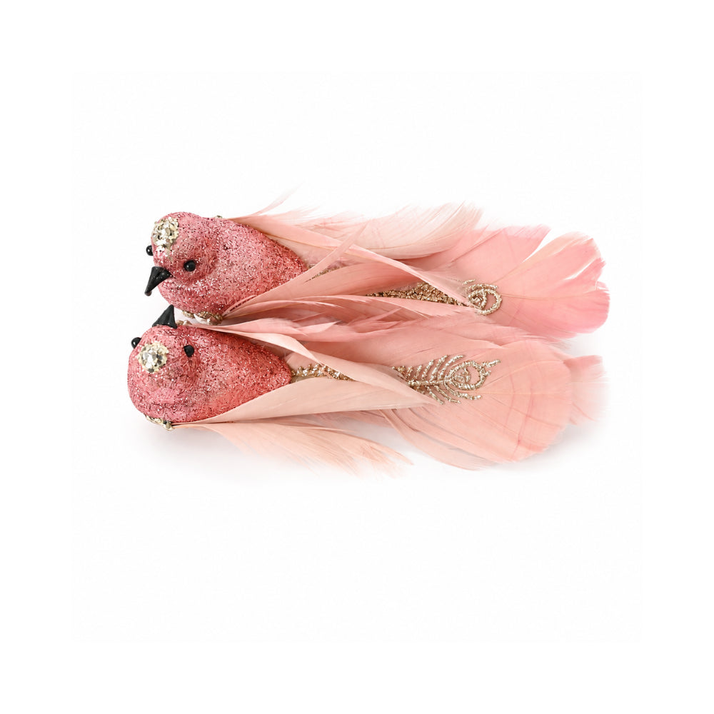 Plum Pudding Christmas Ornaments Bird 2pk One Size Blush