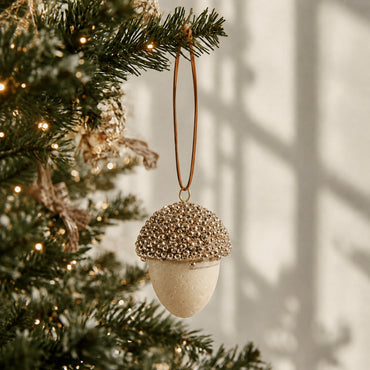 Plum Pudding Christmas Ornament Single Acorn Gold