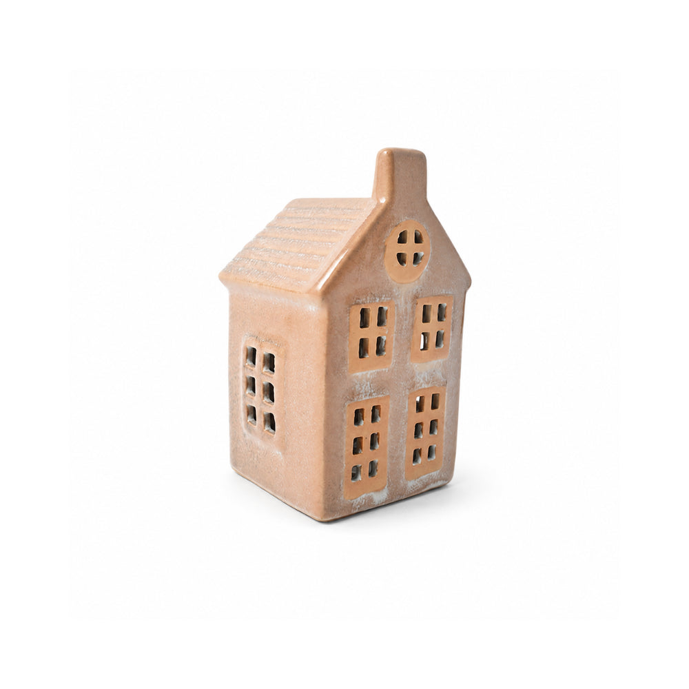 Plum Pudding Christmas Ceramic Village Decoration Mini Taupe
