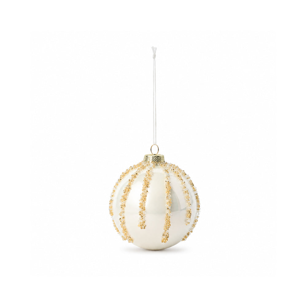 Plum Pudding Christmas Glass Christmas Ornament 4pk Silver and Gold