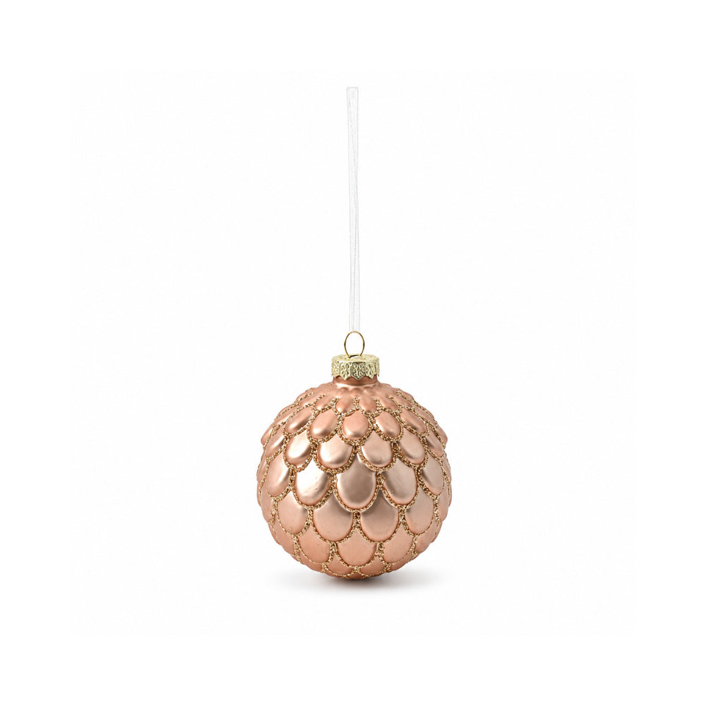 Plum Pudding Christmas Glass Christmas Ornament 4pk Gold Scales