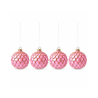 Plum Pudding Christmas Glass Christmas Ornament 4pk Blush Scales