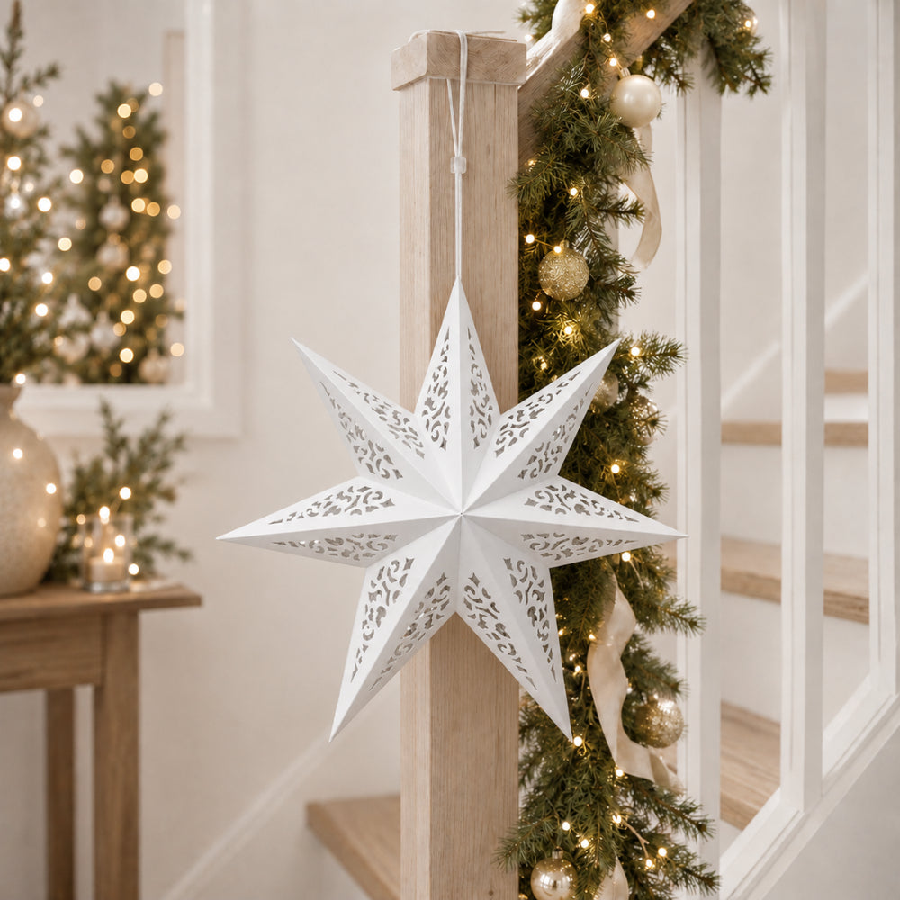 Plum Pudding Christmas Paper Star 45cm Cream