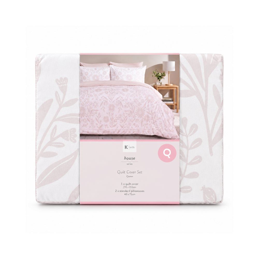 K&Co. House Series Sunwashed Quilt Cover Set Queen - MOD FLORA