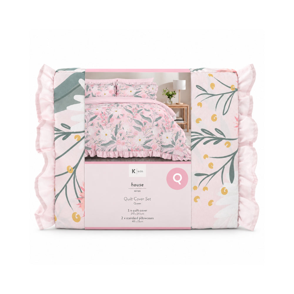 K&Co. House Series Sunwashed Quilt Cover Set Queen - MEADOW