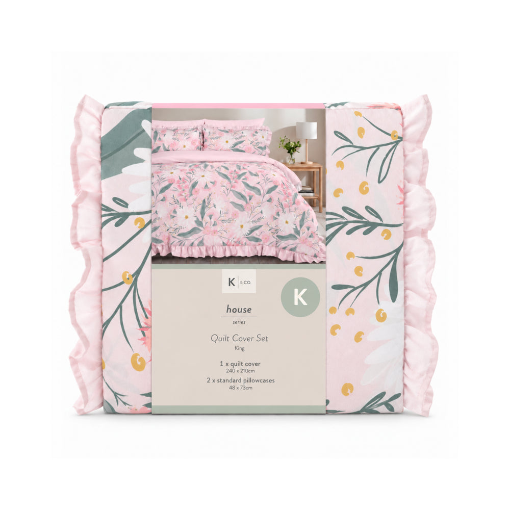 K&Co. House Series Sunwashed Quilt Cover Set King - MEADOW