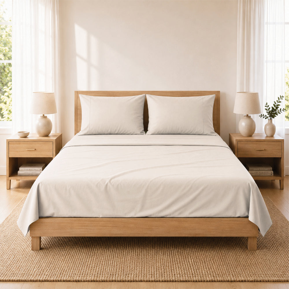 K&Co. House Series Cotton Sheet Set King - CREAM