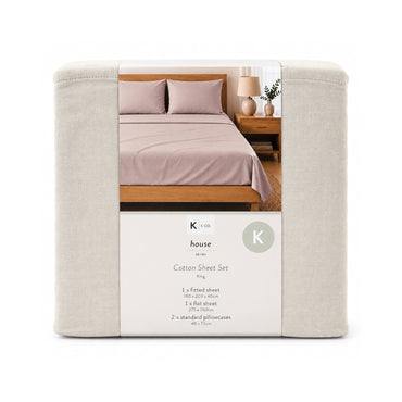 K&Co. House Series Cotton Sheet Set King - OATMEAL