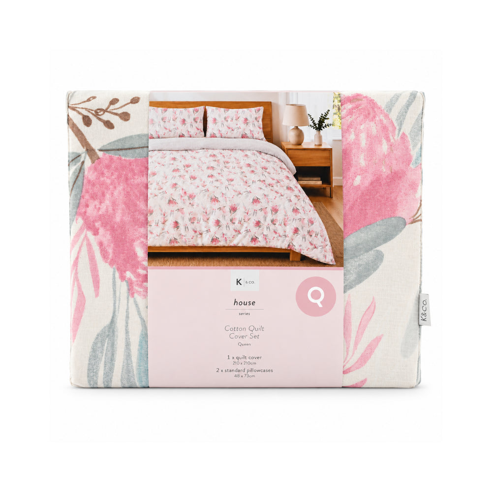 K&Co. House Series Cotton Quilt Cover Set Queen - PROTEA
