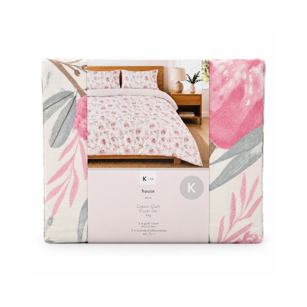 K&Co. House Series Cotton Quilt Cover Set King - PROTEA