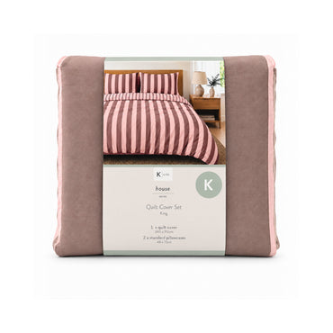 K&Co. House Series Cotton Quilt Cover Set King - DAHLIA STRIPE