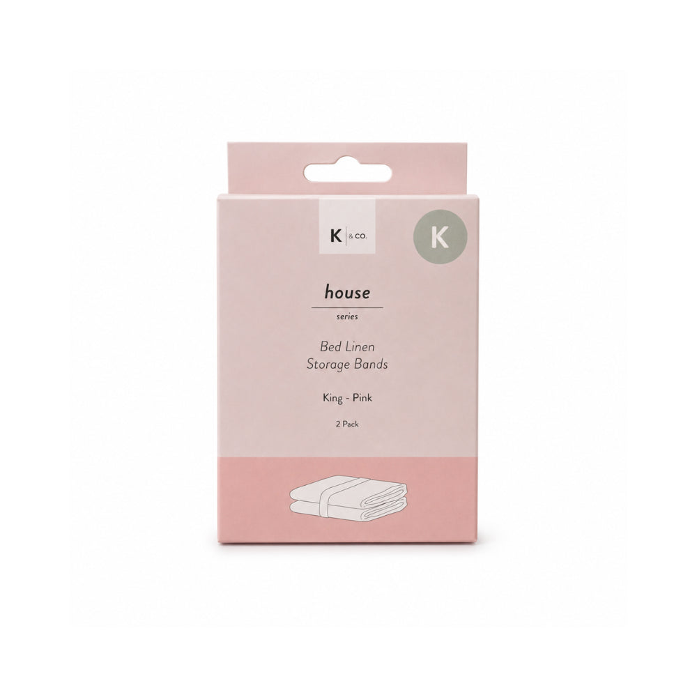 K&Co. House Series Bed Linen Storage Band Queen 2 Pack - PINK