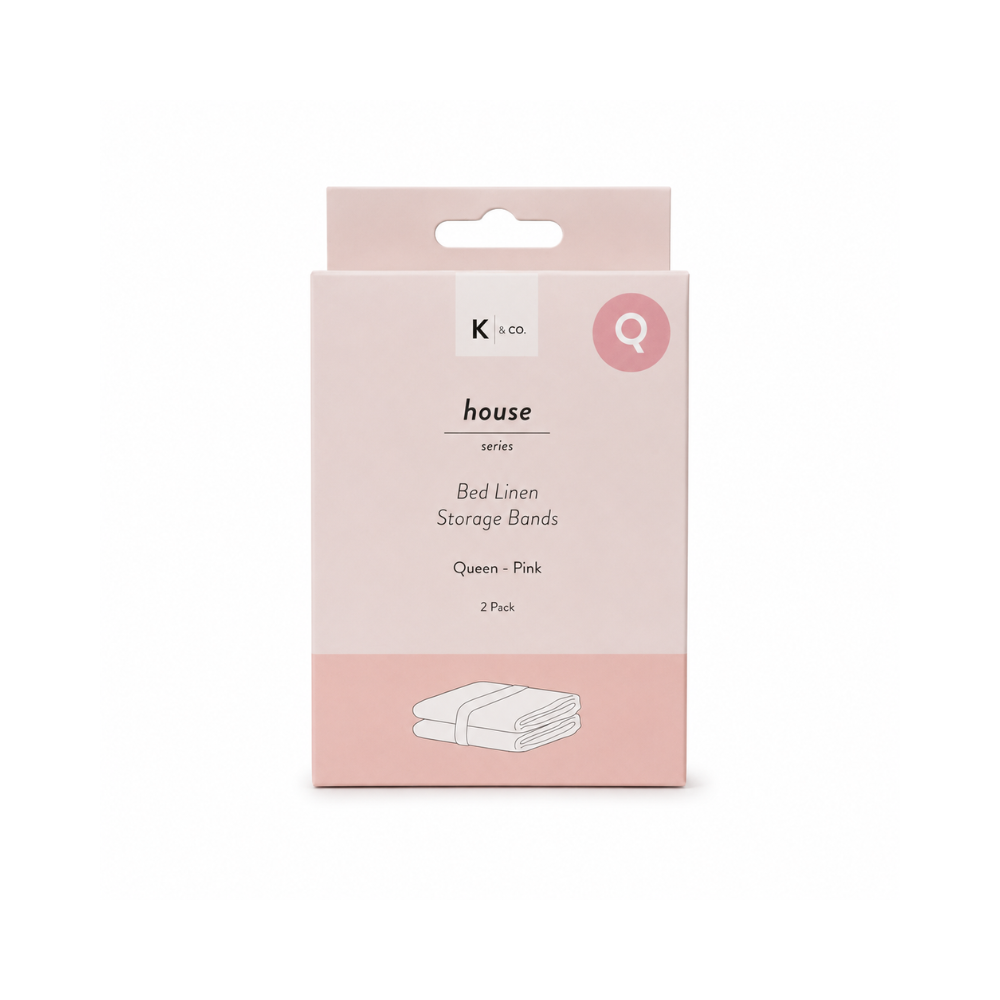 K&Co. House Series Bed Linen Storage Band Queen 2 Pack - PINK