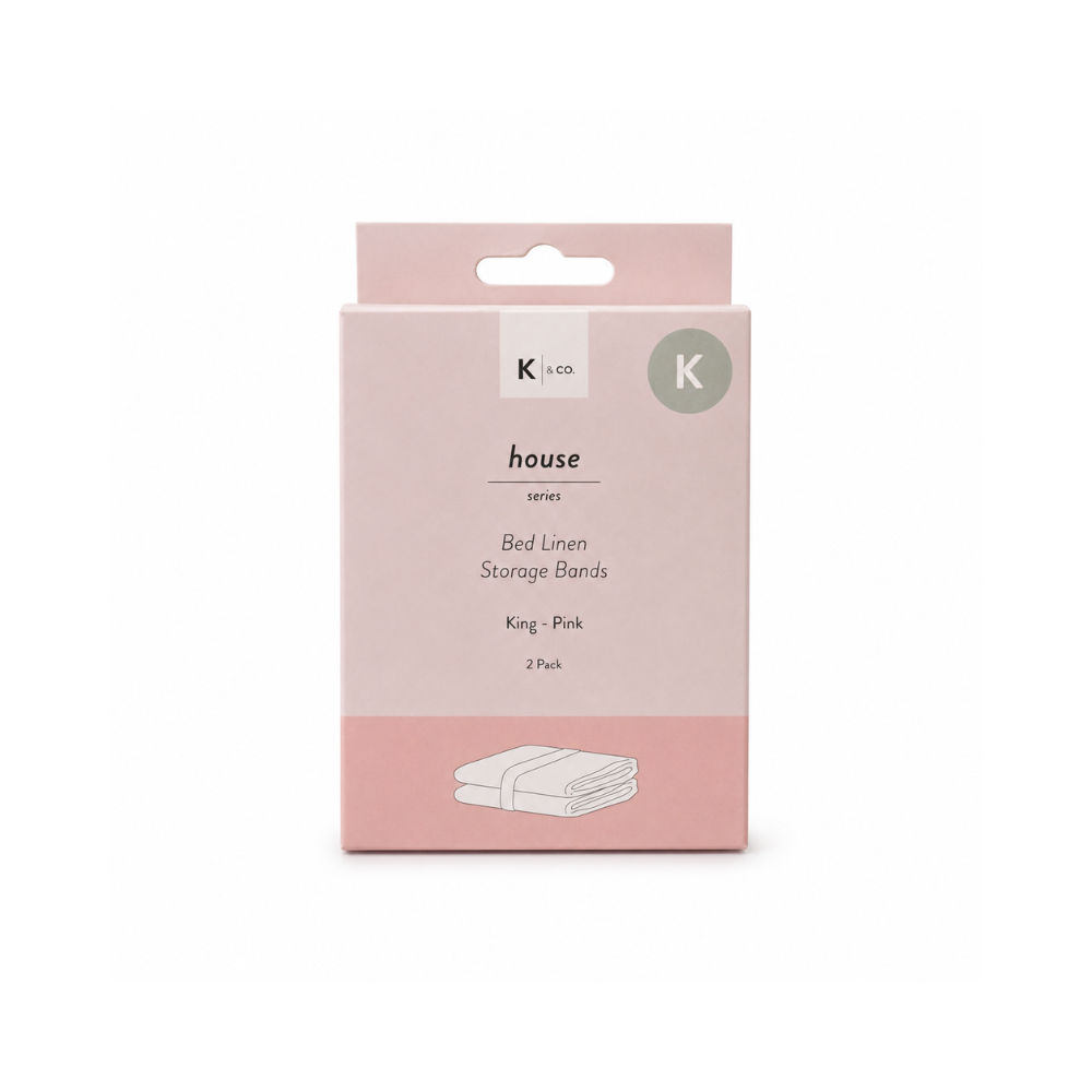 K&Co. House Series Bed Linen Storage Band King 2 Pack - PINK