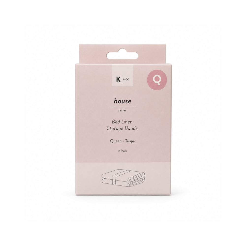 K&Co. House Series Bed Linen Storage Band King 2 Pack - TAUPE