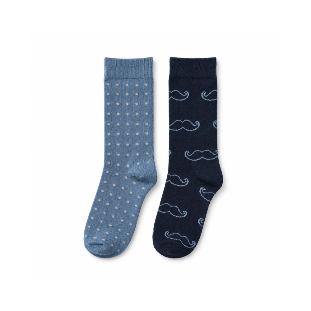 K&Co. Mens 2 Pack Wool Rich Socks (One Size) - MOUSTACHE