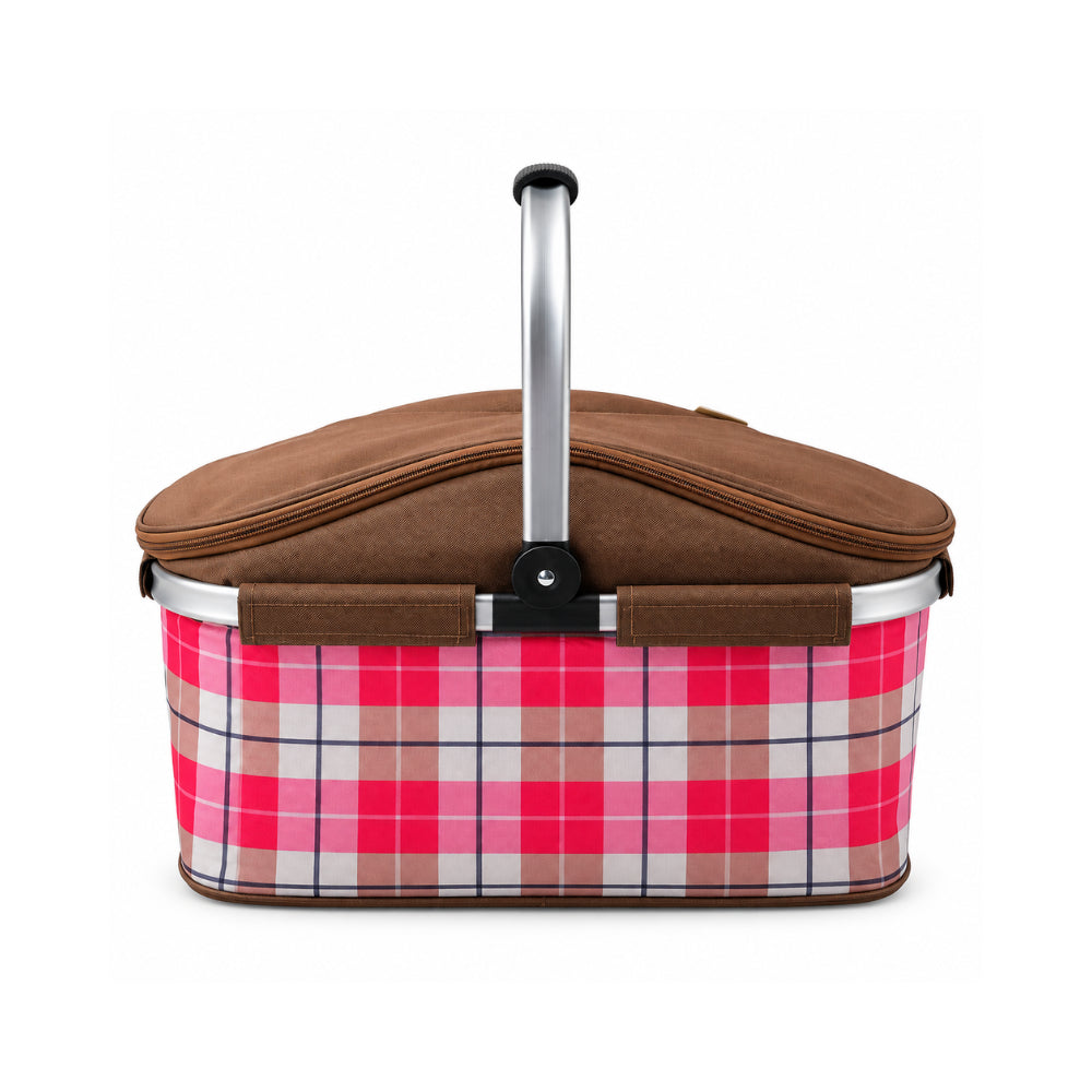 K&Co. Lagoon Series Picnic Basket - FUCHSIA GINGHAM