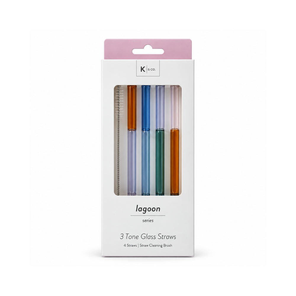 K&Co. Lagoon Series 4 Pack 3 tone Glass Straw