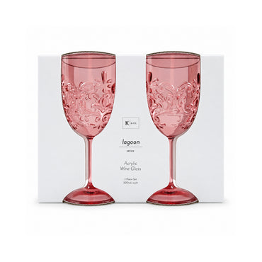 K&Co. Lagoon Series Acrylic Wine Glass 2 Pack - PINK
