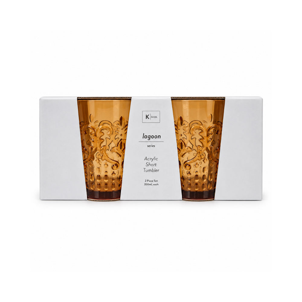 K&Co. Lagoon Series Acrylic Tumbler Short 2 Pack - AMBER