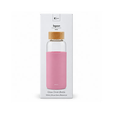 K&Co. Lagoon Series Glass & Silicone Drink Bottle - PINK