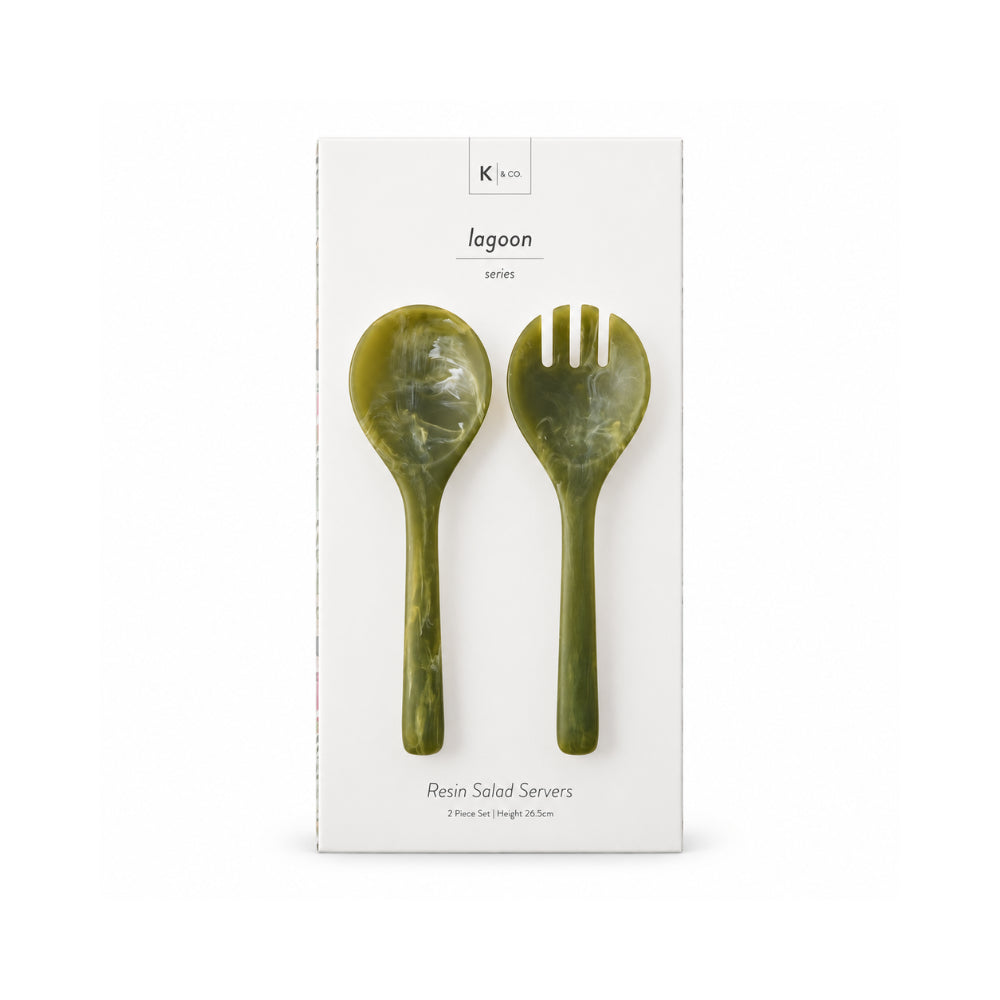 K&Co. Lagoon Series Resin Salad Servers - GREEN