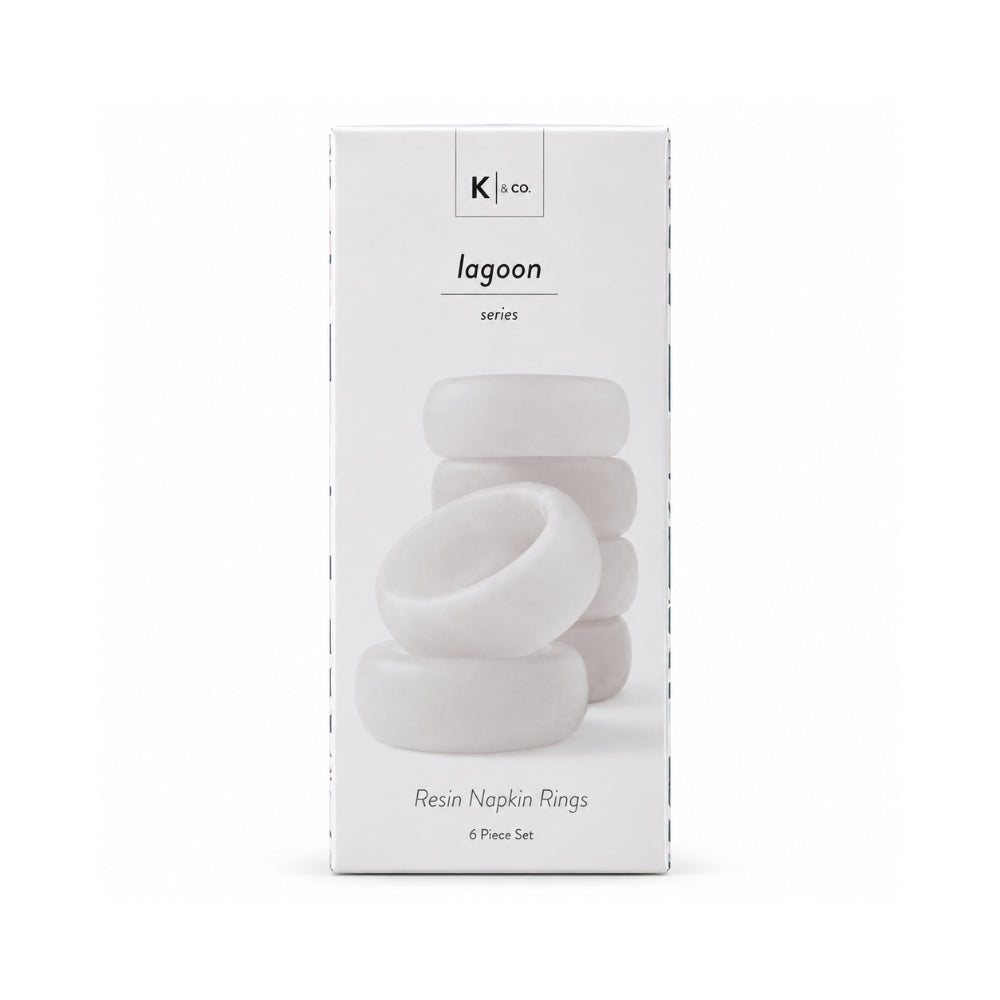 K&Co. Lagoon Series Resin Napkin Rings 6 Piece - WHITE