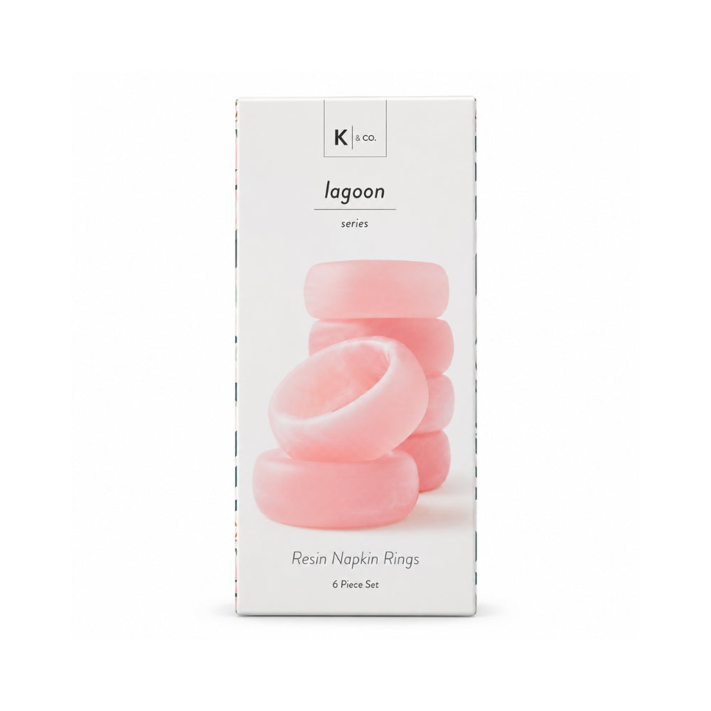 K&Co. Lagoon Series Resin Napkin Rings 6 Piece - PINK