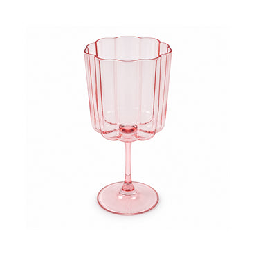 K&Co. Lagoon Series Scalloped Wine Glass 2 Piece - PINK