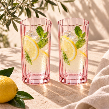 K&Co. Lagoon Series Large Scalloped Tumbler 2 Piece - PINK