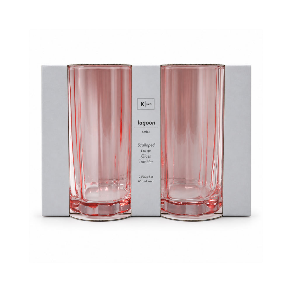 K&Co. Lagoon Series Large Scalloped Tumbler 2 Piece - PINK