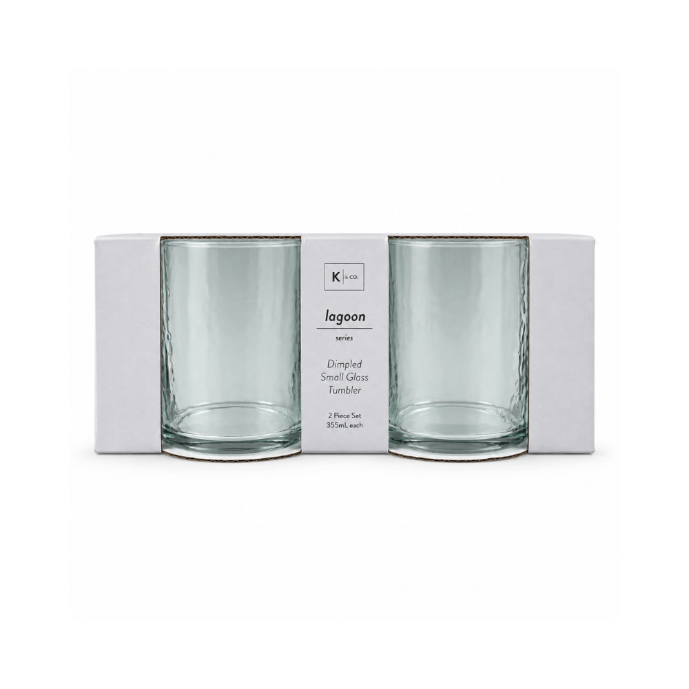 K&Co. Lagoon Series Small Dimpled Tumbler 2 Piece - GREEN