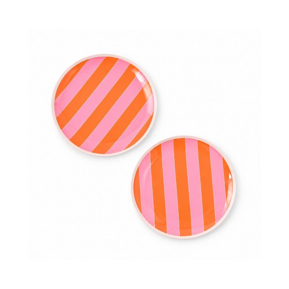 The Grapefruit Collection Melamine Plate 2 Pack- SUNSET STRIPE