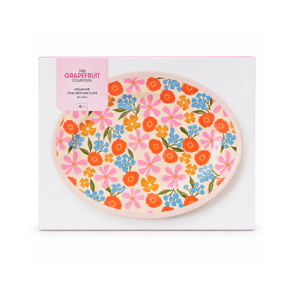 The Grapefruit Collection Melamine Serving Plate - SUMMER BLOOMS